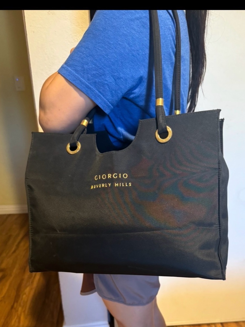 Vintage Giorgio BEVERLY HILLS Black Tote with gold trim